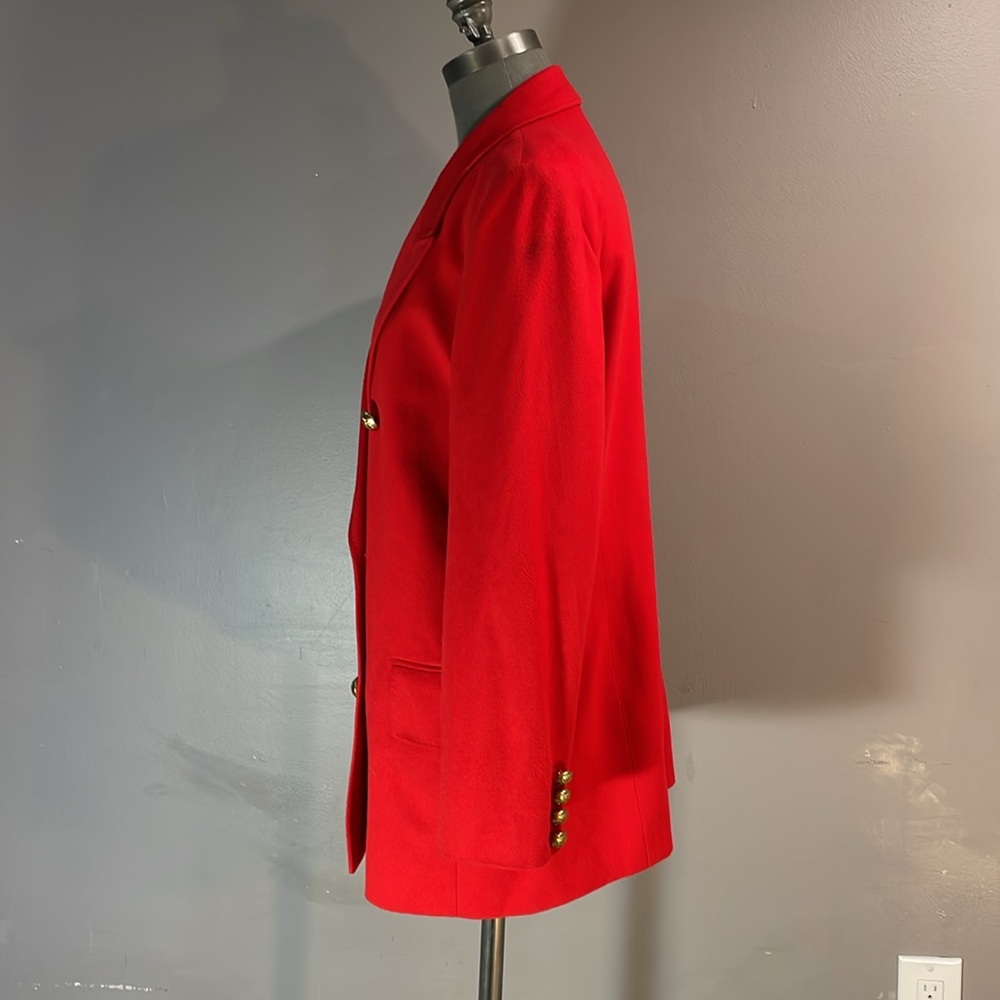 100% wool Jaeger double breasted blazer size 12 astounding quality gorgeous red! - Picture 3 of 17